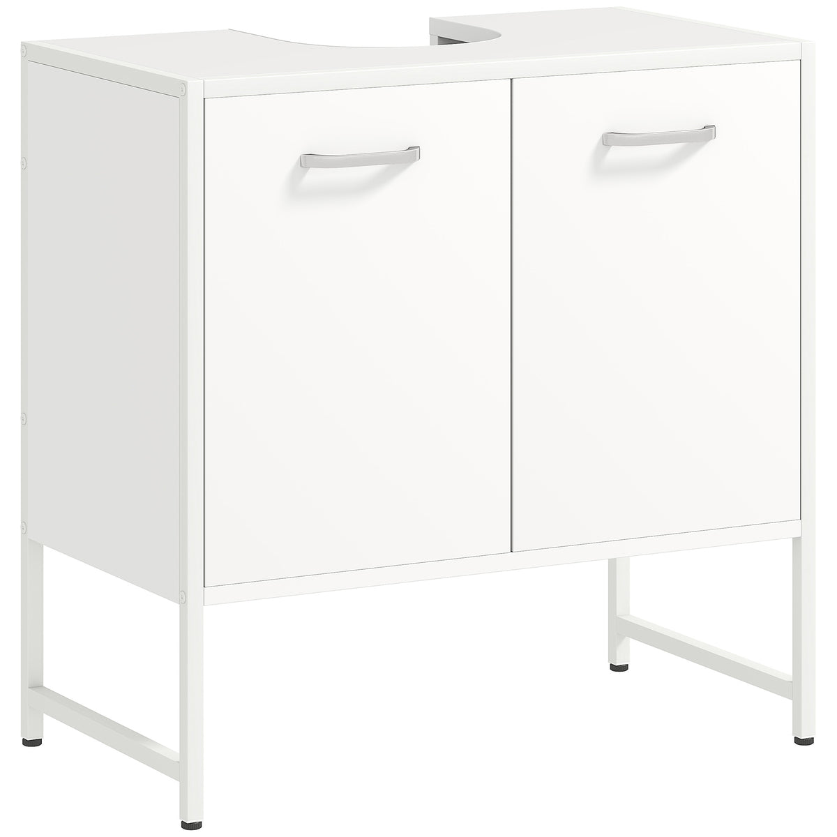 White HOMCOM bathroom vanity unit with soft-close doors, under sink storage cabinet, ideal for modern bathroom organization.