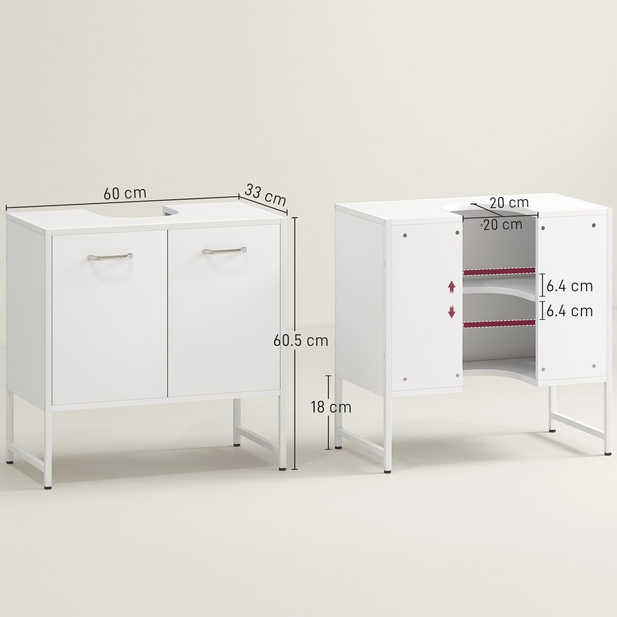 White HOMCOM bathroom vanity unit with soft-close doors and under-sink storage cabinet, modern bathroom furniture.