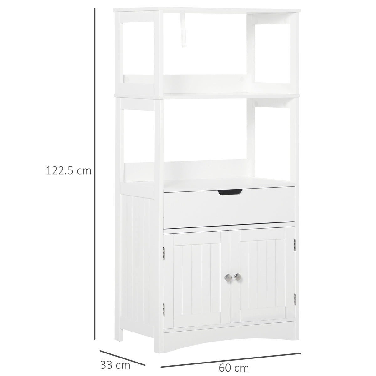 White HOMCOM Kleankin bathroom floor cabinet with drawer and shelves, freestanding storage cupboard for bathroom organization.