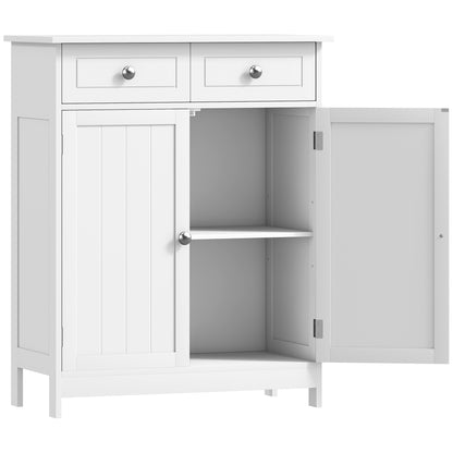 HOMCOM Kleankin white bathroom storage cabinet with drawers and adjustable shelf, freestanding design for organized bathroom space.