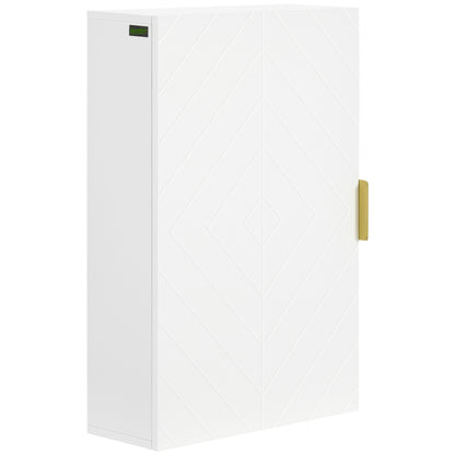 White HOMCOM Kleankin bathroom wall cabinet over toilet with adjustable shelves for convenient storage space.