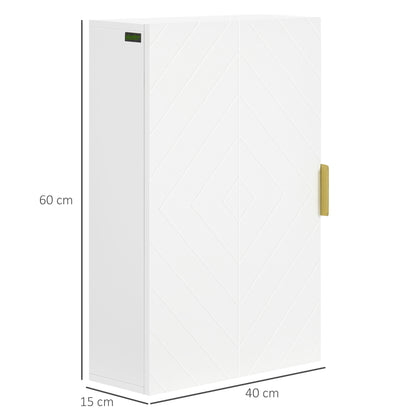 White HOMCOM Kleankin bathroom wall cabinet over toilet with adjustable shelves for convenient storage.