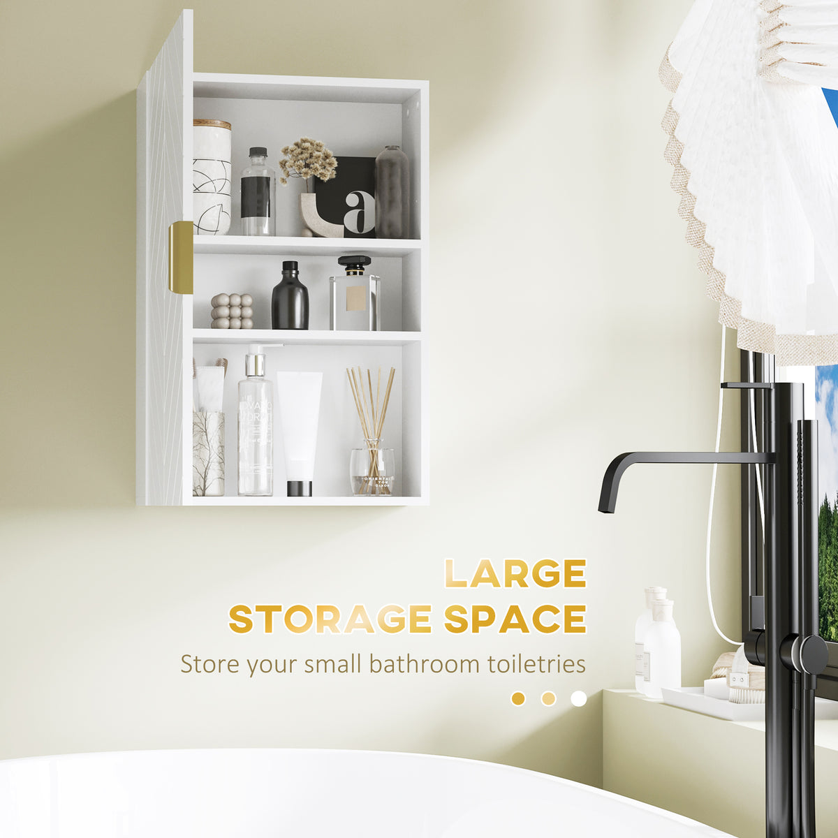 HOMCOM Kleankin white bathroom wall cabinet over toilet with adjustable shelves for storage and organization.
