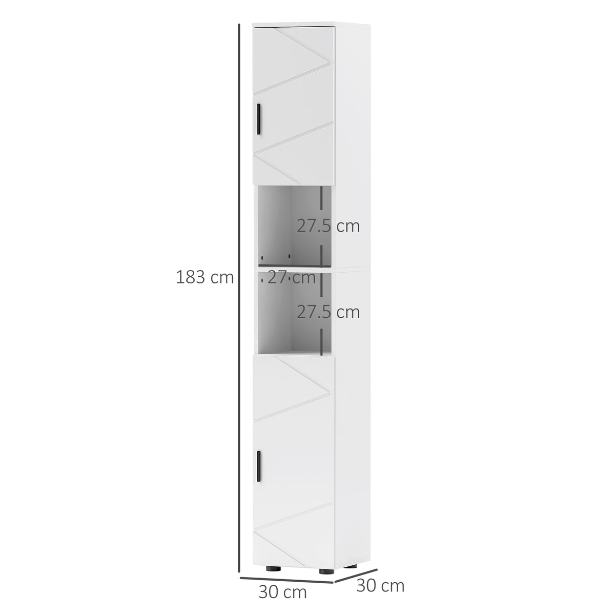 White HOMCOM Kleankin Line embossed tall bathroom storage cabinet with multiple shelves and sleek design.