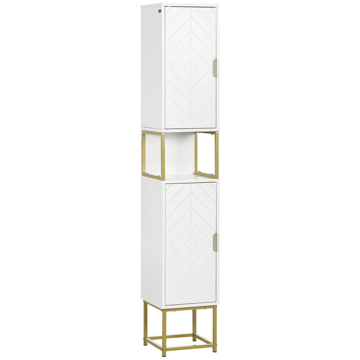 HOMCOM Kleankin slim white bathroom storage cabinet, tall freestanding organizer with adjustable shelves for bathroom organization.