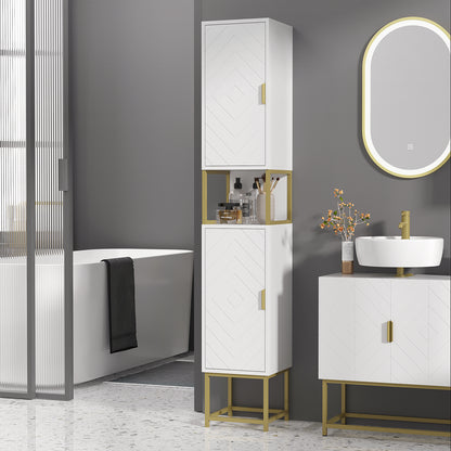 HOMCOM Kleankin slim bathroom storage cabinet, tall freestanding organizer with adjustable shelves in white for bathroom organization.