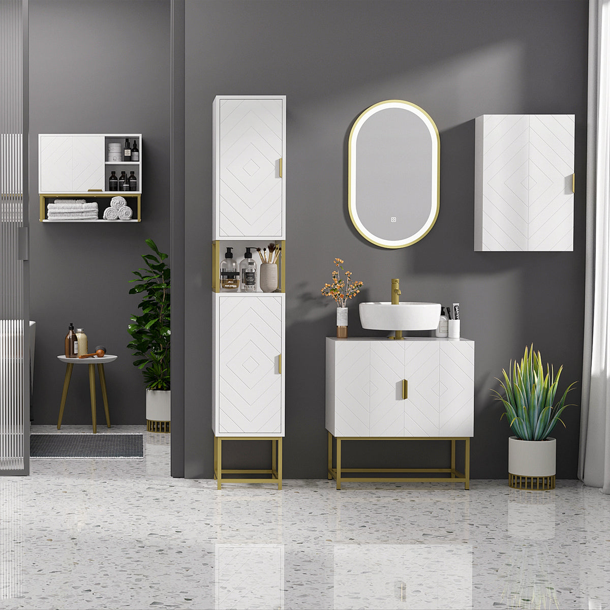 HOMCOM Kleankin slim white bathroom storage cabinet, tall freestanding organizer with adjustable shelves for bathroom organization.