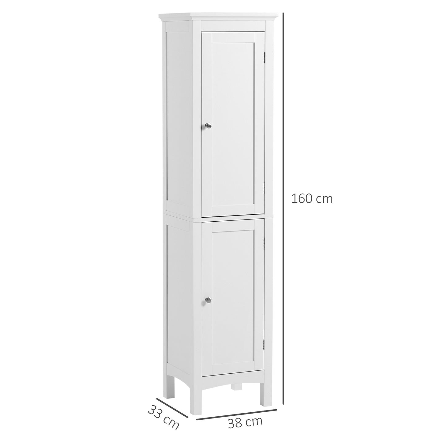 HOMCOM Kleankin tall bathroom storage cabinet in white with slim design and adjustable shelves for organized storage.