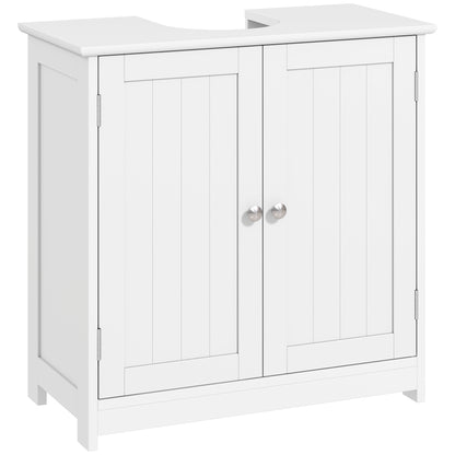 HOMCOM Kleankin under sink bathroom cabinet with adjustable shelf, white freestanding vanity storage unit for bathroom organization
