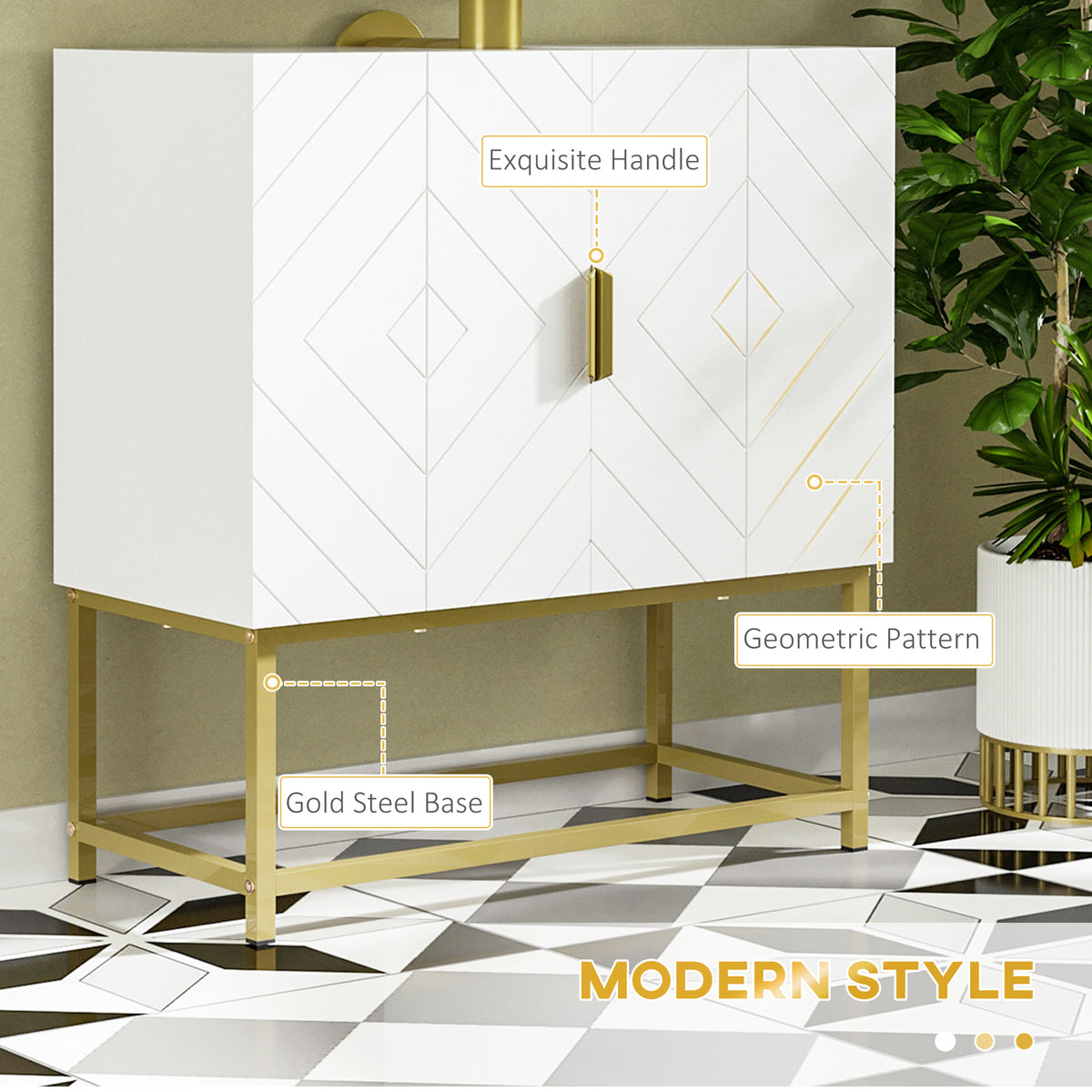 HOMCOM Kleankin white under sink bathroom storage cabinet with gold legs, compact vanity unit for organized bathroom space