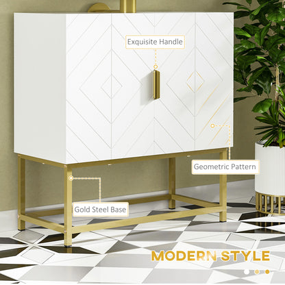 HOMCOM Kleankin white under sink bathroom storage cabinet with gold legs, compact vanity unit for organized bathroom space