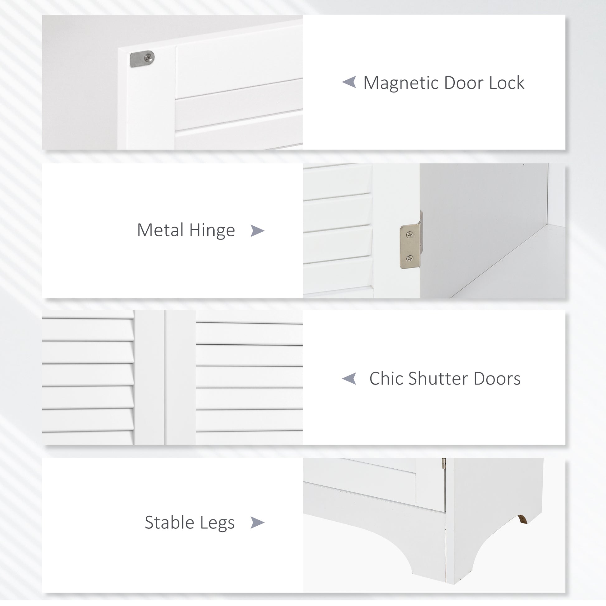 White tall freestanding bathroom storage cabinet with shutter doors and adjustable shelves by HOMCOM