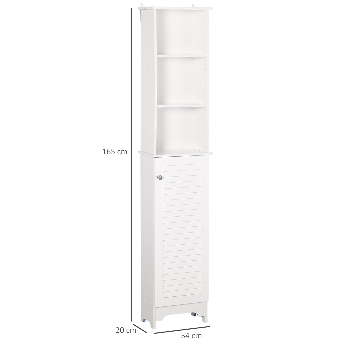 HOMCOM tall white slim bathroom storage cabinet with adjustable shelves and shutter door for organized bathroom storage