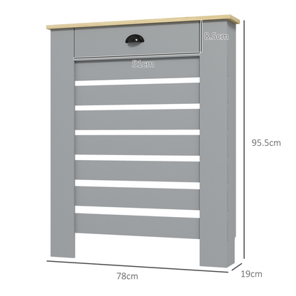 HOMCOM radiator cover with drawer, 78cm horizontal slat cabinet, made of wood, designed to conceal radiator with storage space