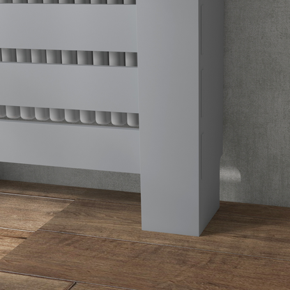 HOMCOM radiator cover with drawer, 78cm wide, horizontal slat design, wooden cabinet for radiator concealment and storage.