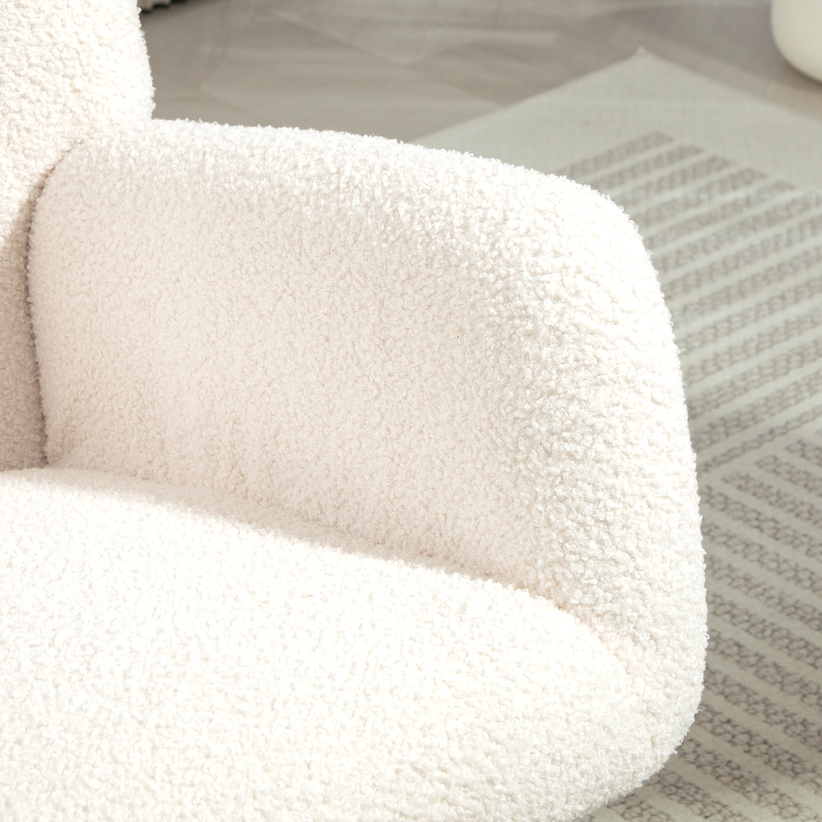 Cream HOMCOM Comfort Rocking Chair with teddy fleece upholstery and supportive design for cozy relaxation.