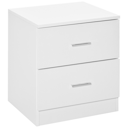 HOMCOM bedside table with two drawers, nightstand side storage cabinet, modern wooden design and compact size.