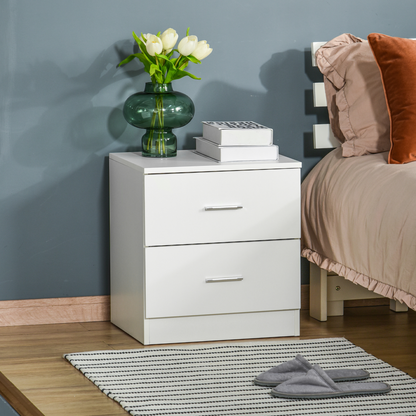 HOMCOM bedside table with 2 drawers, nightstand, side storage cabinet, wooden finish, compact design for bedroom use