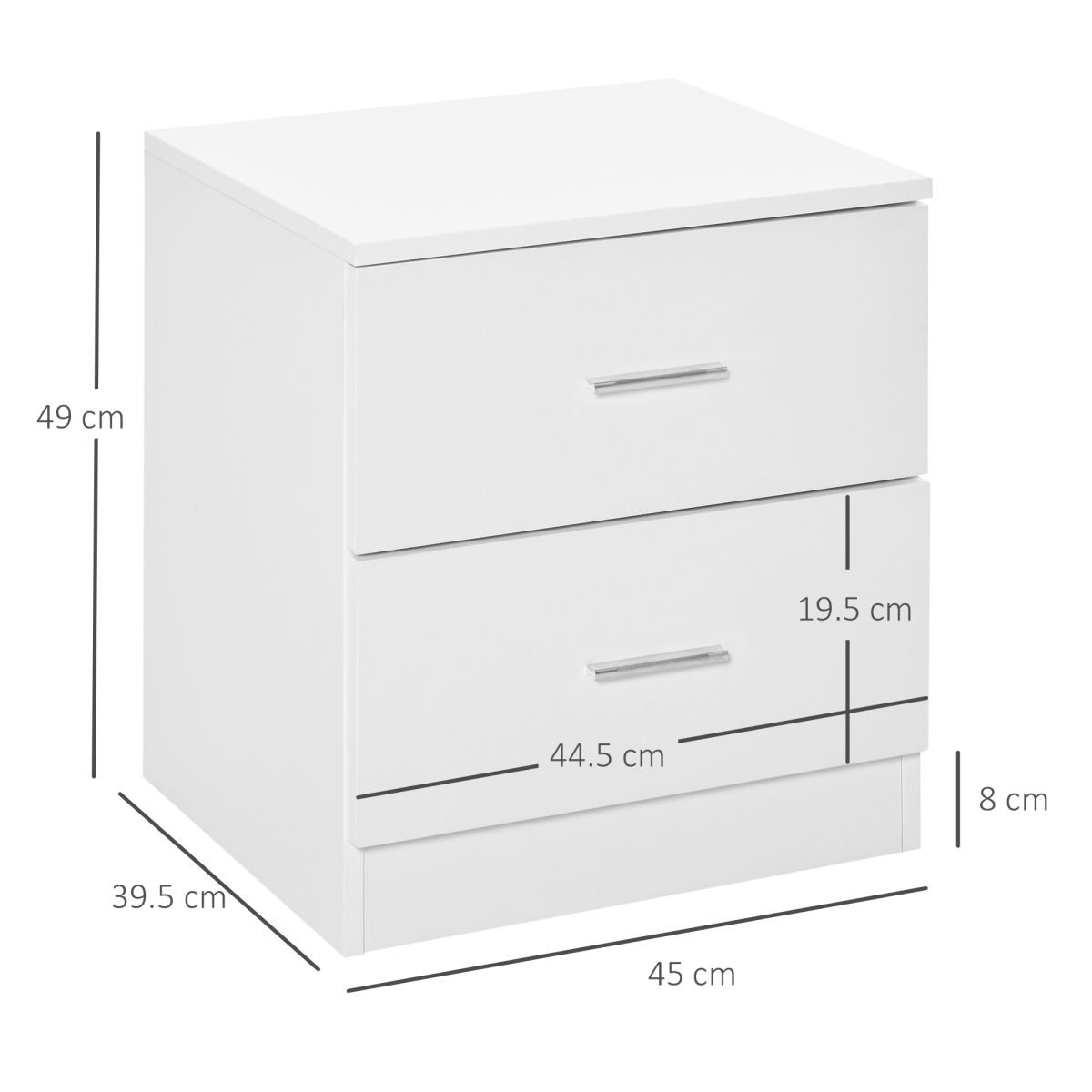 HOMCOM bedside table with two drawers, nightstand, and side storage cabinet for bedroom organization.
