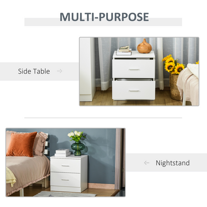 Homcom bedside table with 2 drawers, nightstand and side storage cabinet, modern wooden furniture for bedroom organization.
