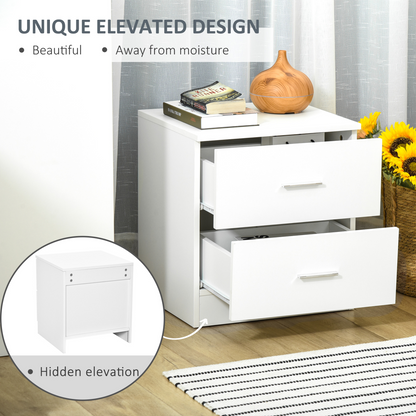 HOMCOM bedside table with two drawers, nightstand and side storage cabinet for bedroom organization.
