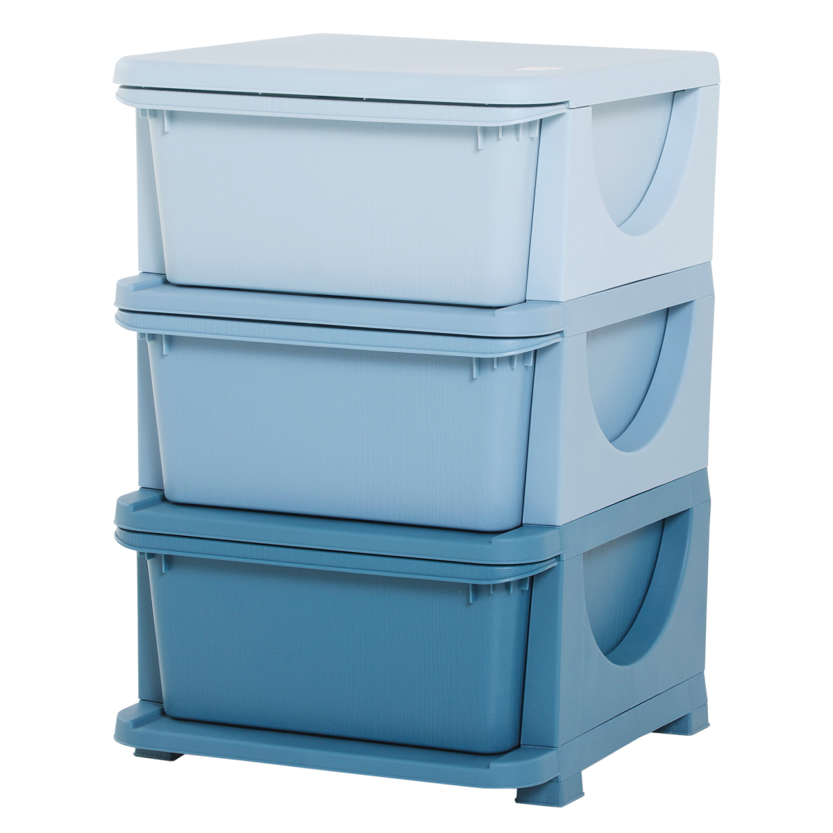 HOMCOM kids 3-tier storage unit with drawers, vertical chest dresser tower in a bright, organized bedroom setting.
