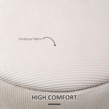 Set of 2 HOMCOM modern fabric storage ottomans with removable lids in cream white, lightweight and versatile for living room decor.
