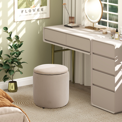 Set of 2 cream white HOMCOM fabric storage ottomans with removable lids, modern design, ideal for living room or bedroom storage.