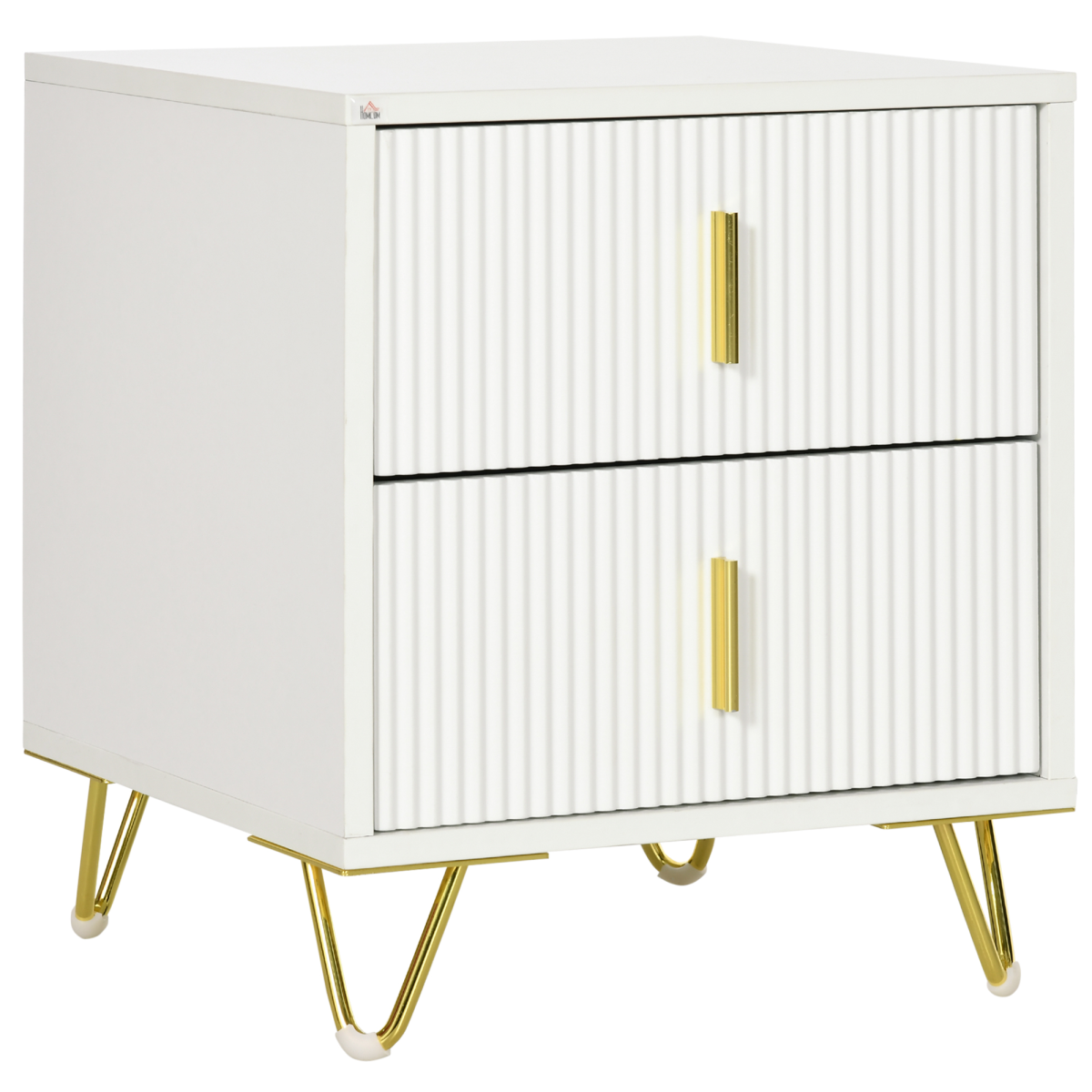 HOMCOM nightstand with 2 drawers, side end table for living room or bedroom, showcasing a modern wooden design with storage.
