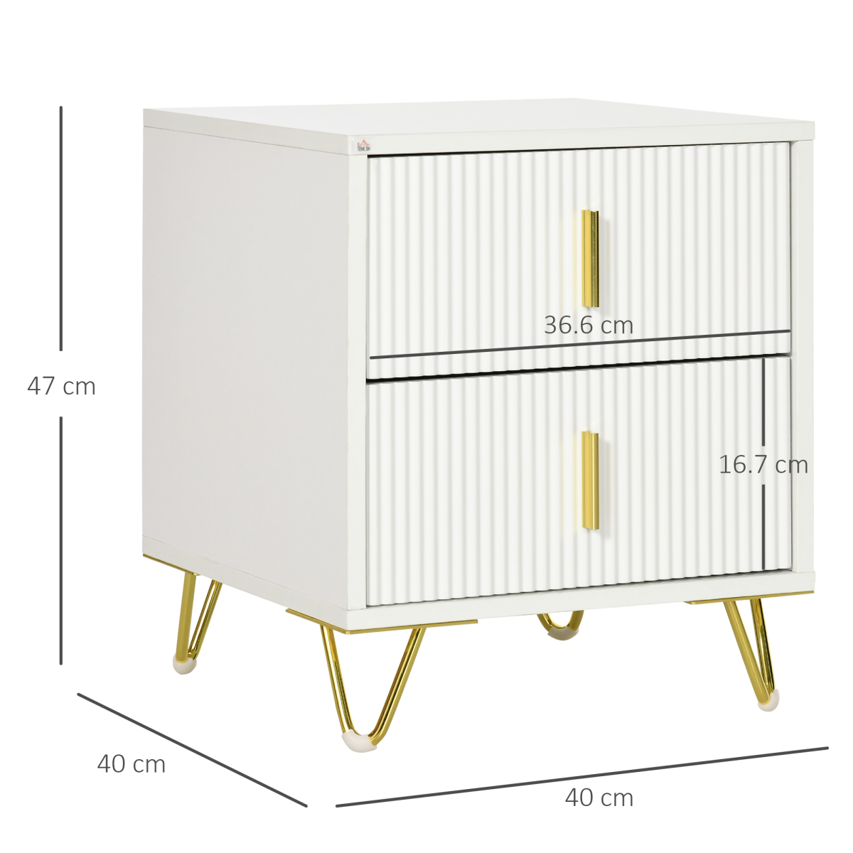 HOMCOM nightstand with 2 drawers, side end table for living room or bedroom, wooden finish and modern design.