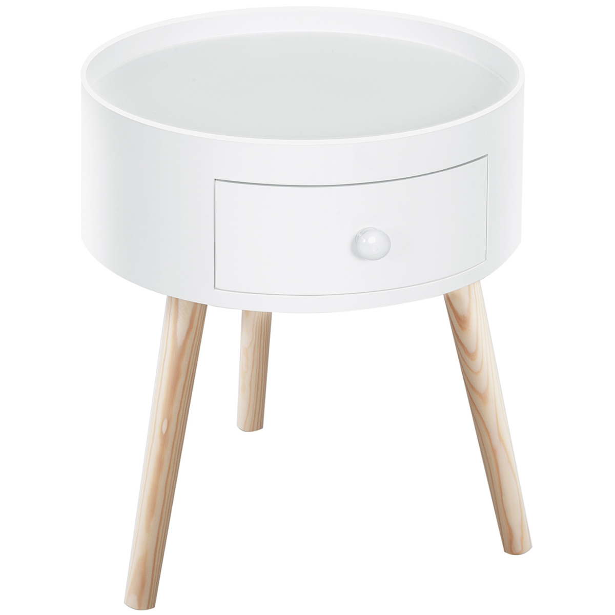 White HOMCOM round coffee table measuring 38 x 45 cm with a sleek, modern design ideal for living room decor.