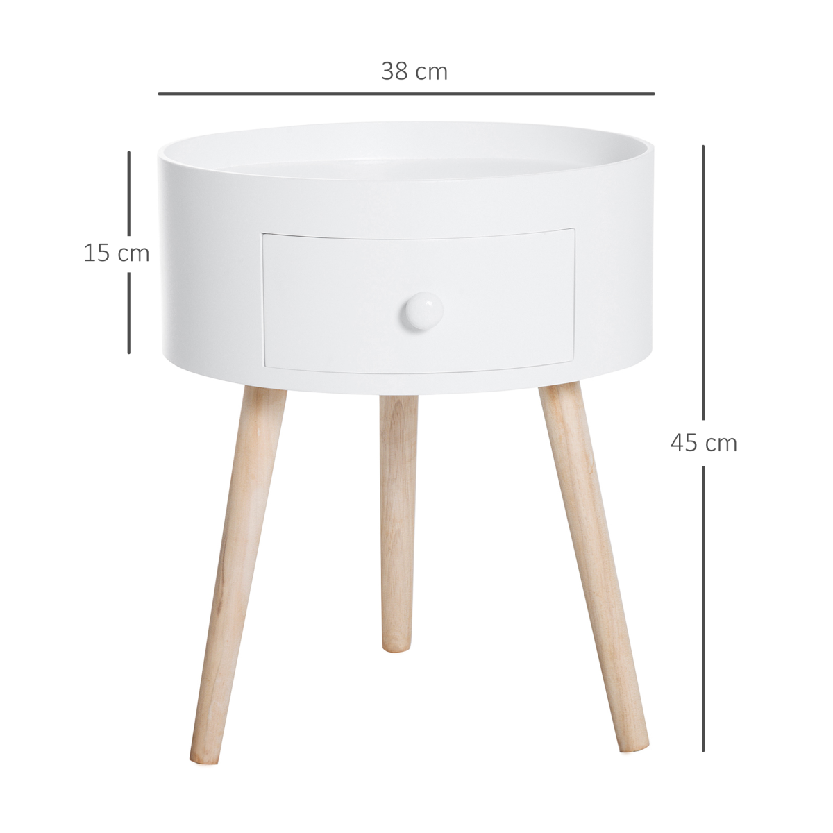 White round coffee table by HOMCOM, 38 x 45 cm with a sleek modern design and smooth surface.