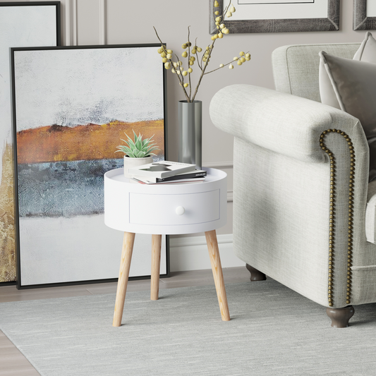 White round coffee table by HOMCOM, 38 x 45 cm, featuring a sleek modern design with a smooth tabletop and sturdy legs.