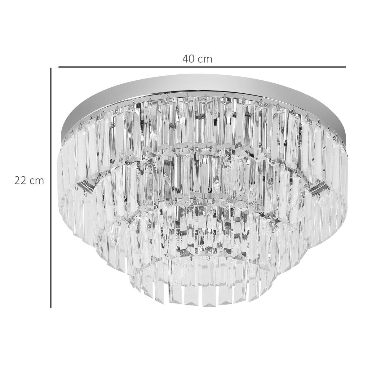HOMCOM round crystal ceiling lamp with 7 lights chandelier mounted fixture, featuring elegant crystal details and modern design