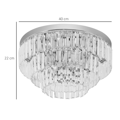 HOMCOM round crystal ceiling lamp with 7 lights chandelier mounted fixture, featuring elegant crystal details and modern design