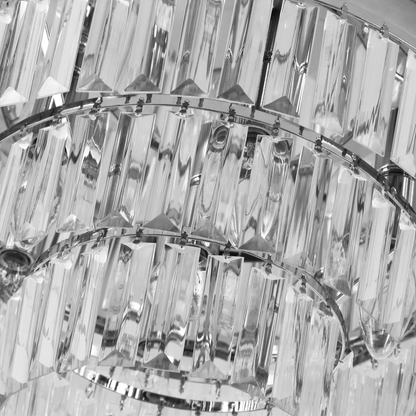 HOMCOM round crystal ceiling lamp with 7 lights chandelier mounted fixture, featuring elegant crystal details and modern design.