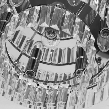 HOMCOM round crystal ceiling lamp with 7 lights chandelier mounted fixture, elegant modern lighting for living room or dining area