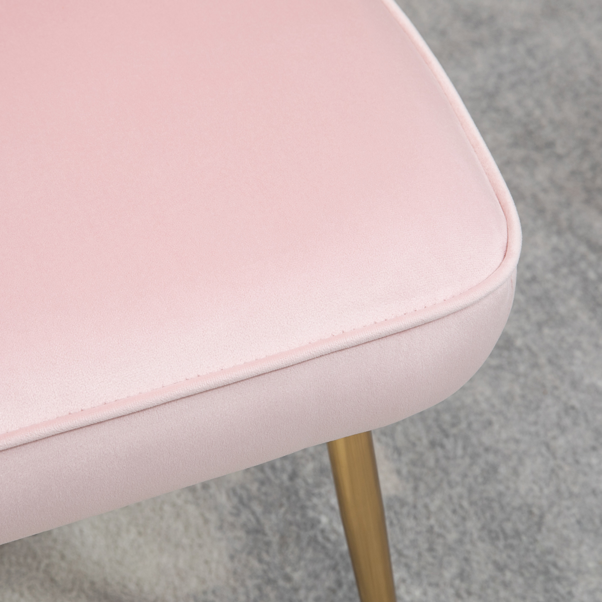 Pink velvet-feel Shell Luxe accent chair with metal legs, perfect for home bedrooms and lounge areas.
