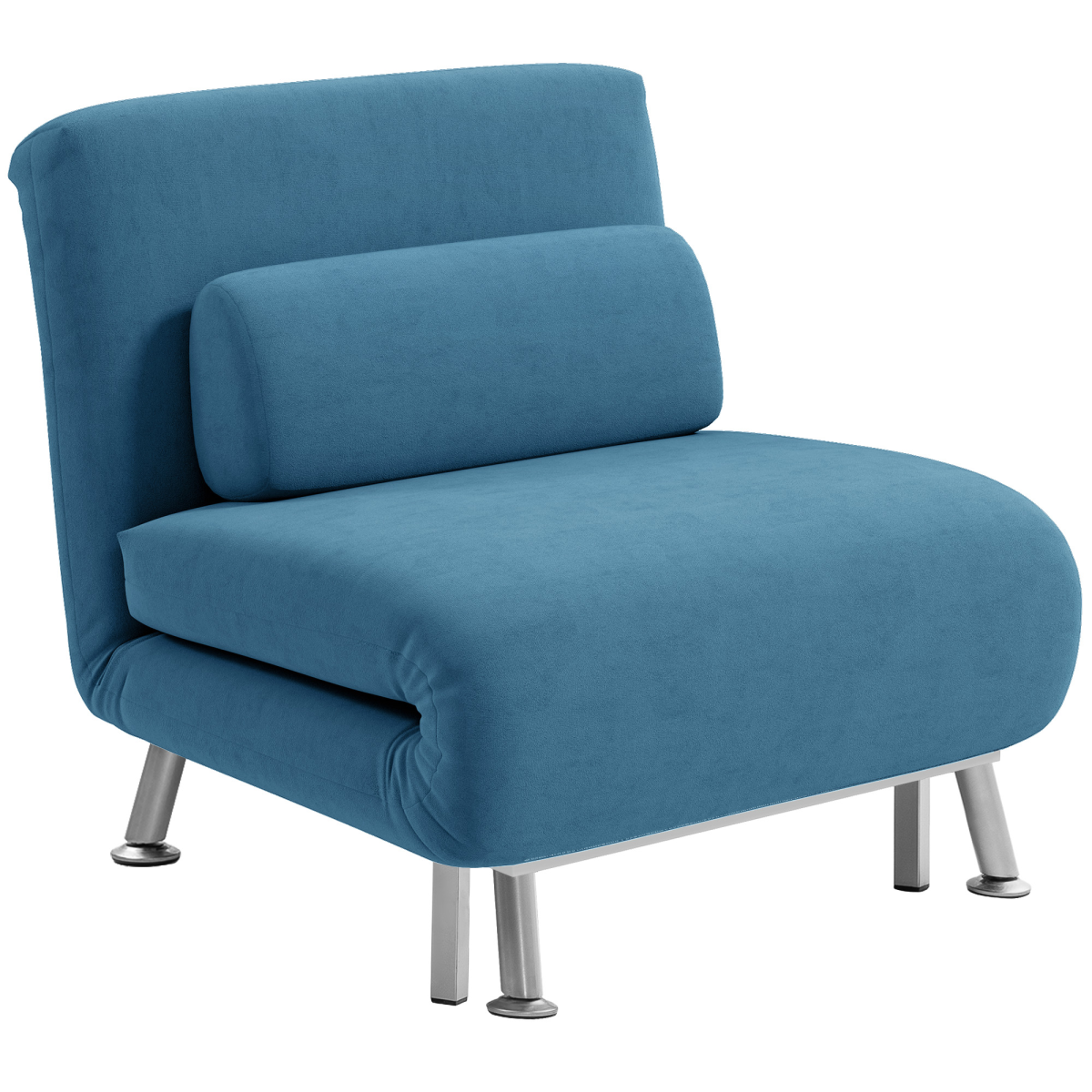 Light blue HOMCOM single folding sleeper chair sofa bed in five positions, convertible and compact for versatile seating and sleeping.