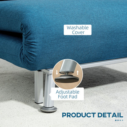 Light blue HOMCOM single folding sleeper chair sofa bed with five adjustable positions, convertible for seating or sleeping.