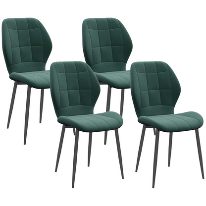 Set of 4 HOMCOM modern kitchen chairs with light grey upholstered seats and sleek design for contemporary dining spaces.