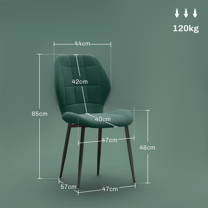 Set of four modern kitchen chairs by HOMCOM, light grey upholstered with sleek, contemporary design for dining spaces.