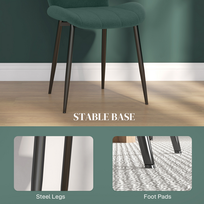 Set of 4 modern HOMCOM kitchen chairs with light grey upholstered seats and sleek design.
