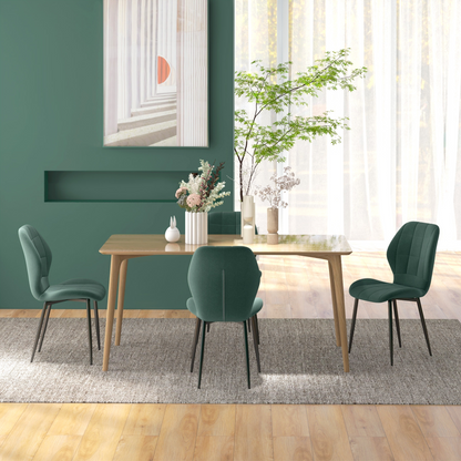 Set of 4 modern HOMCOM kitchen chairs with light grey upholstered seats and sleek design, ideal for contemporary dining spaces.