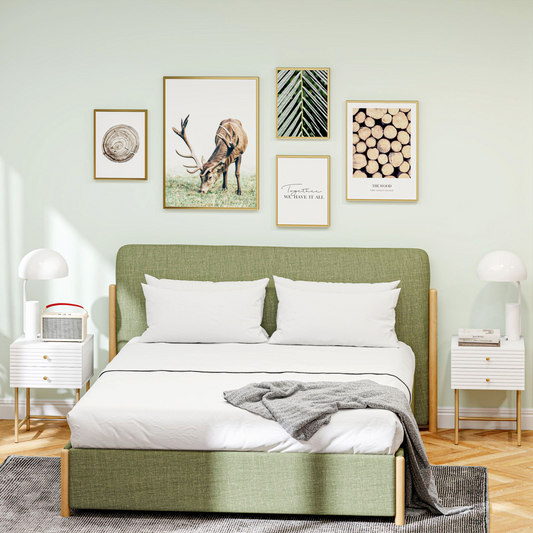 Pair of white HOMCOM bedside tables with two drawers each, ideal for bedroom storage and decor.