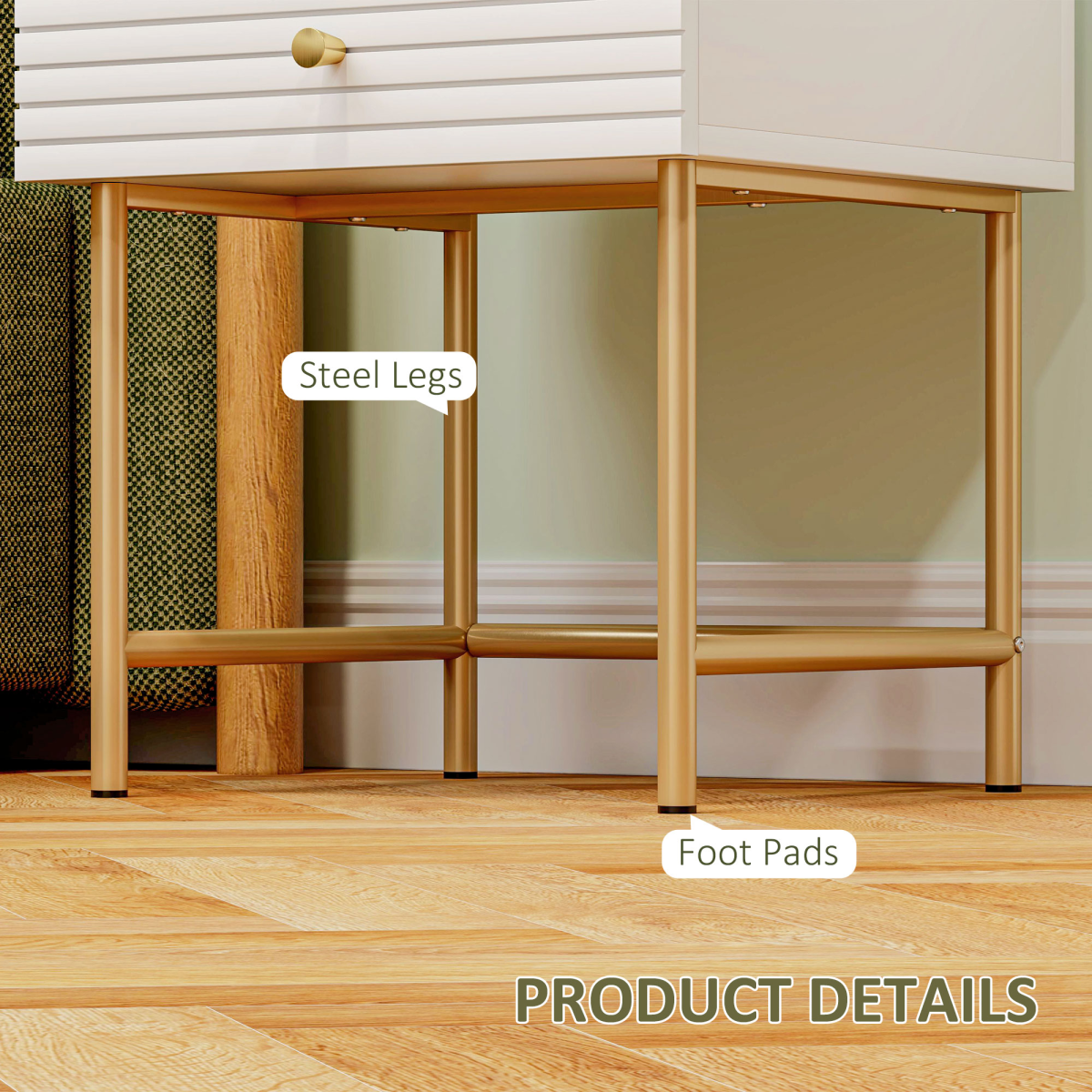 White HOMCOM bedside tables set of 2 with 2 drawers each, perfect for bedroom storage and decor.