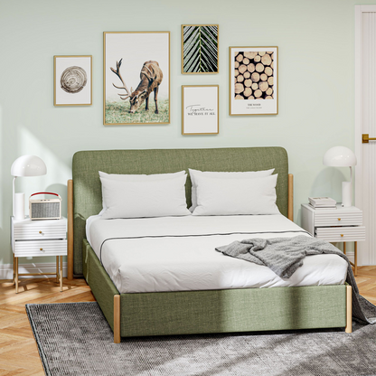Pair of HOMCOM white bedside tables with two drawers, ideal for bedroom storage and nightstand decor.