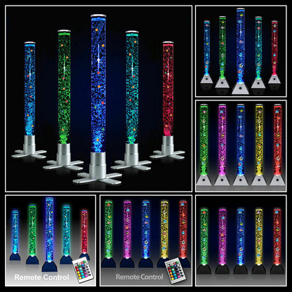Livoshop LED Bubble Lamp, 120cm tall, color-changing tower tube sensory RGB lighting with floating bubbles and vibrant illumination.
