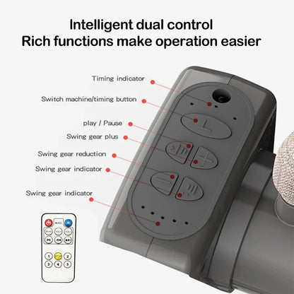 Light grey portable Bluetooth baby crib by Livoshop with auto-rocking and foldable design for newborns.