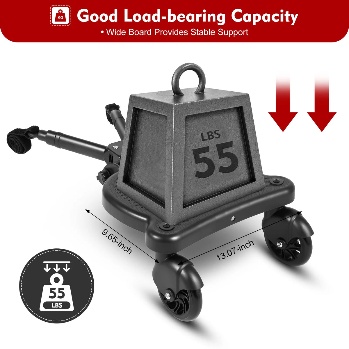 Livoshop black 2-in-1 universal stroller board with detachable seat, pedaler, and ride board for kids up to 25kg.